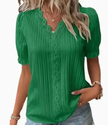Women’s Lace Hollow Out Short Sleeve Top