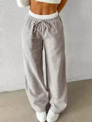 Women’s Blue Striped Wide Leg Trousers