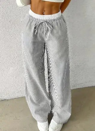 Women’s Blue Striped Wide Leg Trousers