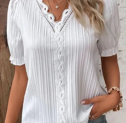 Women’s Lace Hollow Out Short Sleeve Top