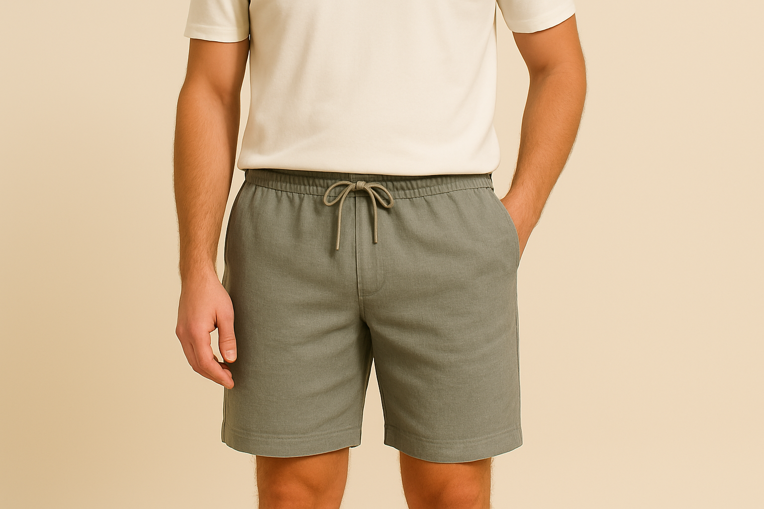 Men’s Cotton Linen Drawstring Shorts