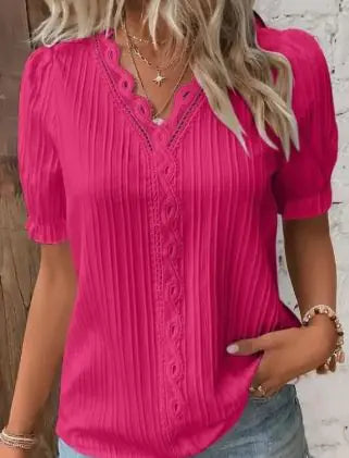 Women’s Lace Hollow Out Short Sleeve Top