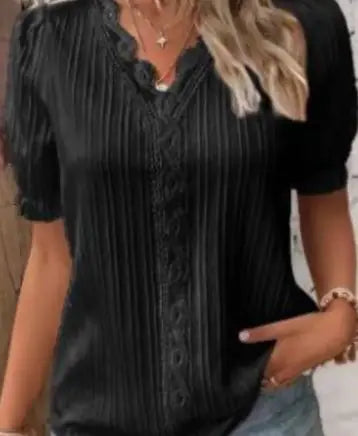 Women’s Lace Hollow Out Short Sleeve Top