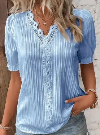 Women’s Lace Hollow Out Short Sleeve Top