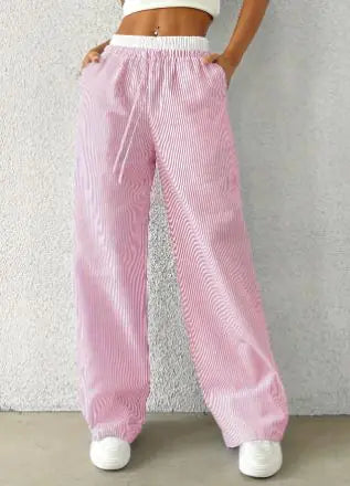 Women’s Blue Striped Wide Leg Trousers