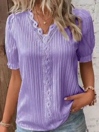 Women’s Lace Hollow Out Short Sleeve Top